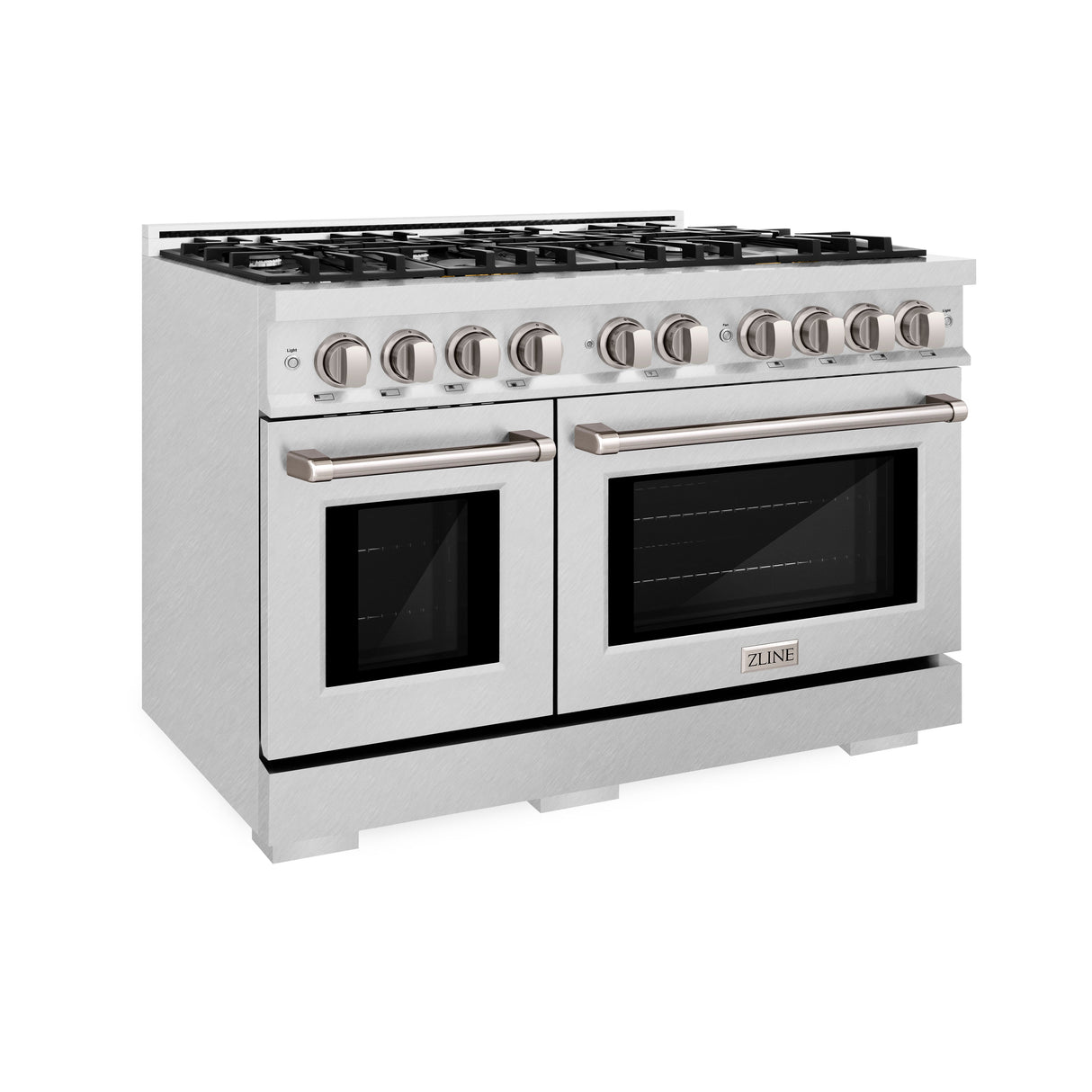 ZLINE 48 in. 6.7 cu. ft. Select Double Oven Dual Fuel Range with 8 Burner Gas Cooktop in Satin Stainless Steel (HDRS-48)
