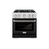 ZLINE 36 in. 5.2 cu. ft. Select Gas Range with 6 Burner Cooktop and Convection Gas Oven in Satin Stainless Steel with Black Matte Door (HGRS-BLM-36)