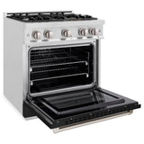 ZLINE 30 in. 4.2 cu. ft. Select Gas Range with 4 Burner Cooktop and Convection Gas Oven in Satin Stainless Steel with Black Matte Door (HGRS-BLM-30)