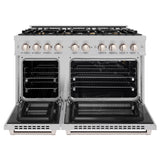 ZLINE 48 in. 6.7 cu. ft. Select Double Oven Gas Range in Satin Stainless Steel with 8 Brass Burners (HGRS-BR-48)