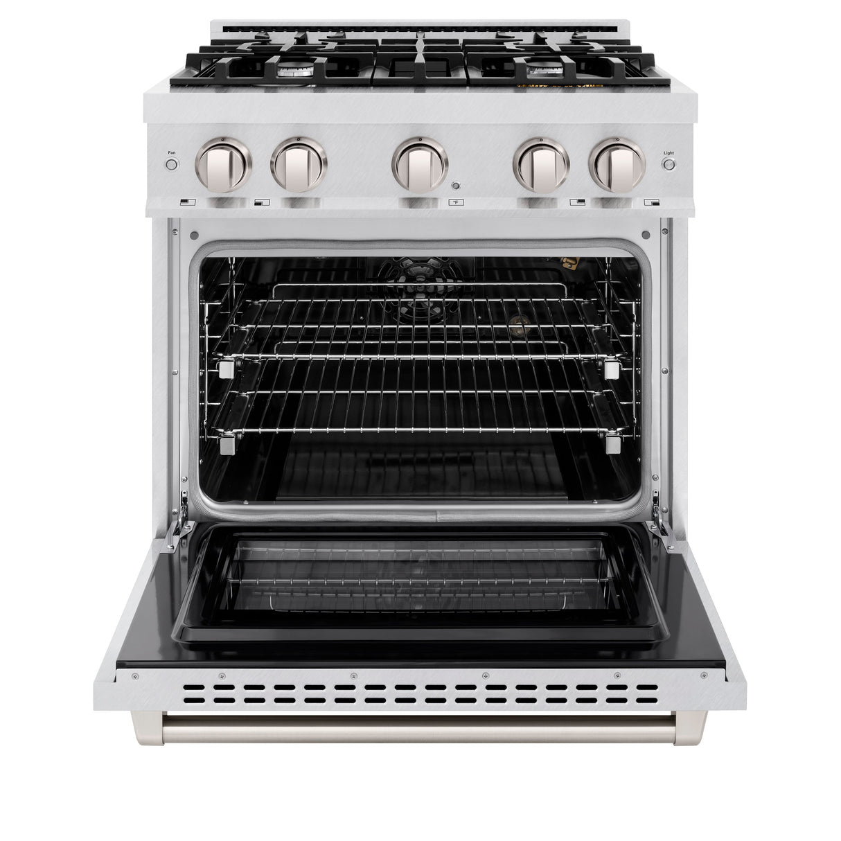 ZLINE 30 in. 4.2 cu. ft. Select Gas Range with 4 Burner Cooktop and Convection Gas Oven in Satin Stainless Steel (HGRS-30)