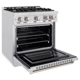 ZLINE 30 in. 4.2 cu. ft. Select Gas Range with 4 Burner Cooktop and Convection Gas Oven in Satin Stainless Steel (HGRS-30)