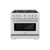 ZLINE 36 in. 5.2 cu. ft. Select Gas Range with 6 Burner Cooktop and Convection Gas Oven in Satin Stainless Steel (HGRS-36)
