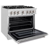 ZLINE 36 in. 5.2 cu. ft. Select Gas Range with 6 Burner Cooktop and Convection Gas Oven in Satin Stainless Steel (HGRS-36)