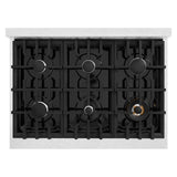 ZLINE 36 in. 5.2 cu. ft. Select Gas Range with 6 Burner Cooktop and Convection Gas Oven in Satin Stainless Steel (HGRS-36)
