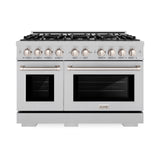 ZLINE 48 in. 6.7 cu. ft. Select Double Oven Gas Range with 8 Burner Cooktop in Satin Stainless Steel (HGRS-48)