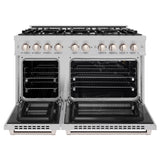 ZLINE 48 in. 6.7 cu. ft. Select Double Oven Gas Range with 8 Burner Cooktop in Satin Stainless Steel (HGRS-48)