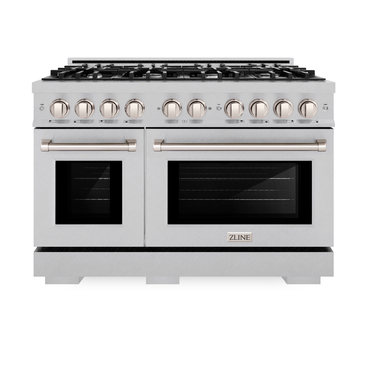 ZLINE 48 in. 6.7 cu. ft. Select Double Oven Gas Range with 8 Burner Cooktop in Satin Stainless Steel (HGRS-48)