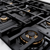 ZLINE Autograph Edition 36 in. 5.2 cu. ft. Select Gas Range with 6 Burner Cooktop and Convection Gas Oven in Satin Stainless Steel and Matte Black Accents (HGRSZ-36-MB)