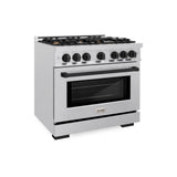 ZLINE Autograph Edition 36 in. 5.2 cu. ft. Select Gas Range with 6 Burner Cooktop and Convection Gas Oven in Satin Stainless Steel and Matte Black Accents (HGRSZ-36-MB)
