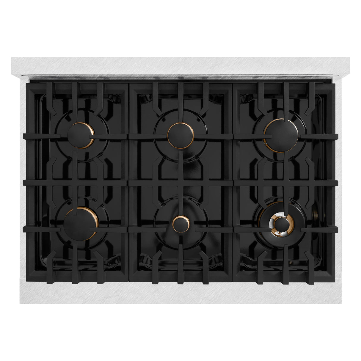 ZLINE Autograph Edition 36 in. 5.2 cu. ft. Select Gas Range with 6 Burner Cooktop and Convection Gas Oven in Satin Stainless Steel and Matte Black Accents (HGRSZ-36-MB)