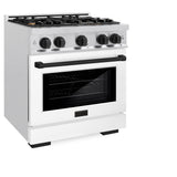 ZLINE Autograph Edition 30 in. 4.2 cu. ft. Select Gas Range with 4 Burner Cooktop and Convection Gas Oven in Satin Stainless Steel with White Matte Door and Matte Black Accents (HGRSZ-WM-30-MB)