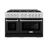 ZLINE 48 in. 6.7 cu. ft. Select Double Oven Dual Fuel Range with 8 Burner Gas Cooktop in Stainless Steel with Black Matte Doors (HDR-BLM-48)