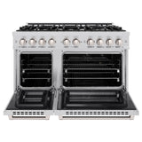 ZLINE 48 in. 6.7 cu. ft. Select Double Oven Dual Fuel Range with 8 Burner Gas Cooktop in Stainless Steel (HDR48)