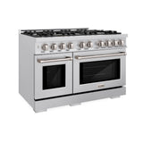 ZLINE 48 in. 6.7 cu. ft. Select Double Oven Dual Fuel Range with 8 Burner Gas Cooktop in Satin Stainless Steel (HDRS-48)