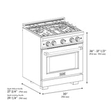 ZLINE 30 in. 4.2 cu. ft. Select Gas Range with 4 Burner Cooktop and Convection Gas Oven in Satin Stainless Steel (HGRS-30)