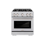 ZLINE 30 in. 4.2 cu. ft. Select Gas Range with 4 Burner Cooktop and Convection Gas Oven in Satin Stainless Steel (HGRS-30)