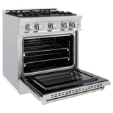ZLINE 30 in. 4.2 cu. ft. Select Gas Range with 4 Burner Cooktop and Convection Gas Oven in Satin Stainless Steel (HGRS-30)