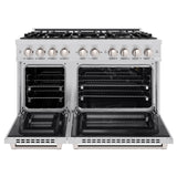 ZLINE 48 in. 6.7 cu. ft. Select Double Oven Gas Range with 8 Burner Cooktop in Stainless Steel (HGR48)