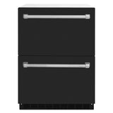 ZLINE 24 in. Touchstone 168 Can Outdoor-Rated Dual Refrigerator Drawer with Black Matte Doors (RDSO-BLM-24)