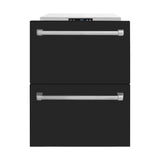 ZLINE 24 in. Touchstone 168 Can Outdoor-Rated Dual Refrigerator Drawer with Black Matte Doors (RDSO-BLM-24)