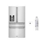 ZLINE 36 in. 21.6 cu. ft. Counter-Depth French Door Refrigerator with Water and Ice Dispenser with Extra Water Filter in Fingerprint-Resistant Stainless Steel (RFM-W-WF-36)