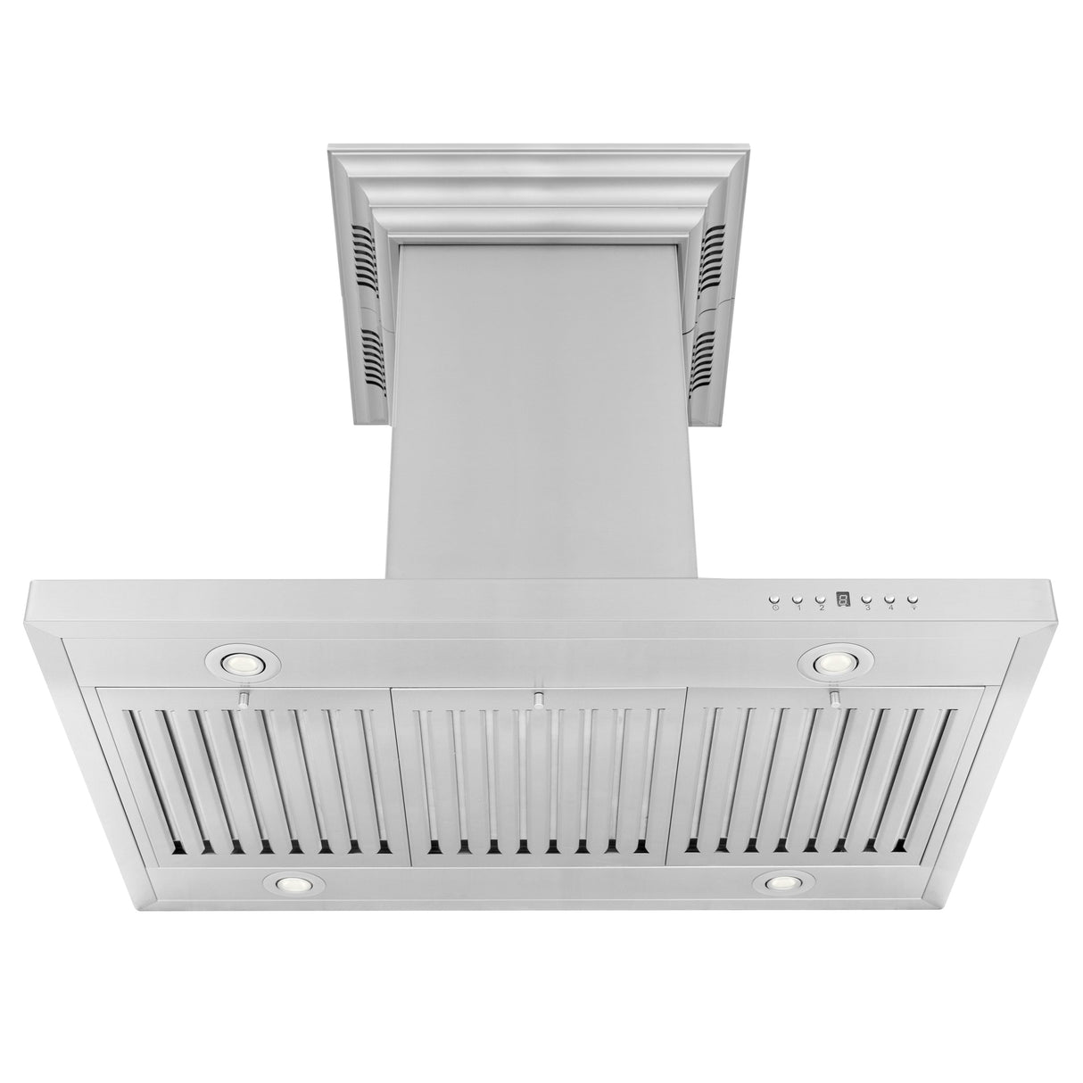 36" ZLINE CrownSound™Ducted Vent Island Mount Range Hood in Stainless Steel with Built-in Bluetooth Speakers (GL2iCRN-BT-36)