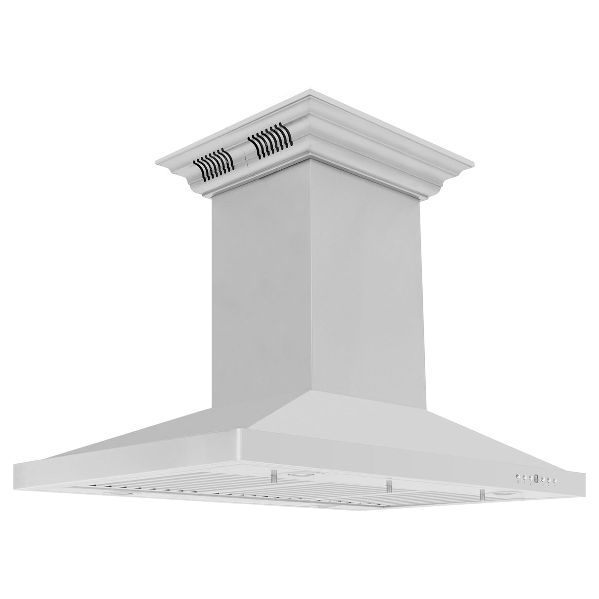 36" ZLINE CrownSound™Ducted Vent Island Mount Range Hood in Stainless Steel with Built-in Bluetooth Speakers (GL2iCRN-BT-36)