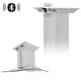 36" ZLINE CrownSound™Ducted Vent Island Mount Range Hood in Stainless Steel with Built-in Bluetooth Speakers (GL9iCRN-BT-36)