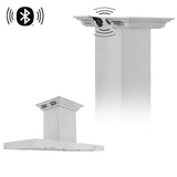 30" ZLINE CrownSound™Ducted Vent Island Mount Range Hood in Stainless Steel with Built-in Bluetooth Speakers (KE2iCRN-BT-30)