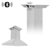 48" ZLINE CrownSound™Ducted Vent Island Mount Range Hood in Stainless Steel with Built-in Bluetooth Speakers (KL3iCRN-BT-48)