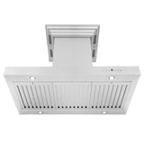 36" ZLINE CrownSound™Ducted Vent Island Mount Range Hood in Stainless Steel with Built-in Bluetooth Speakers (KE2iCRN-BT-36)