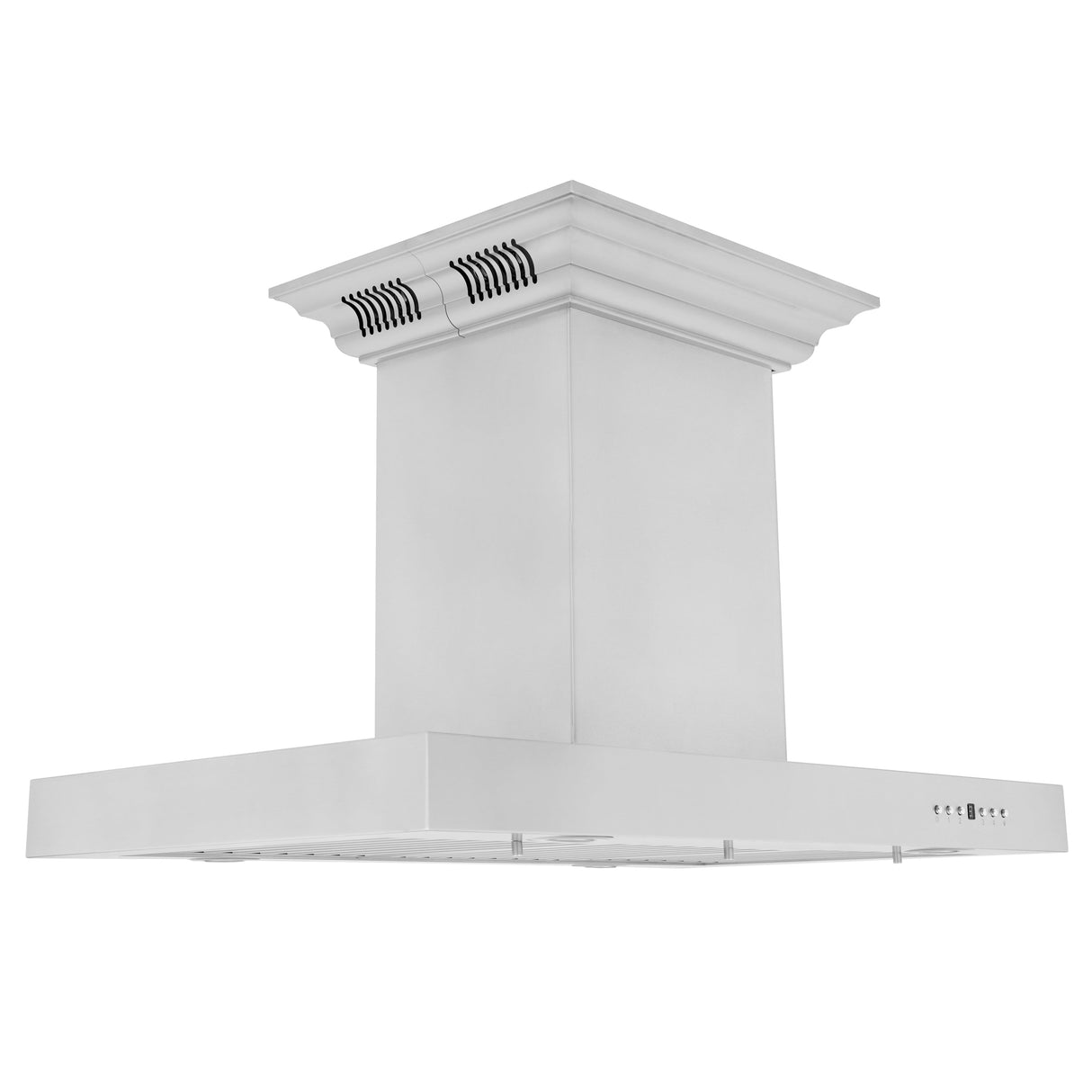 36" ZLINE CrownSound™Ducted Vent Island Mount Range Hood in Stainless Steel with Built-in Bluetooth Speakers (KE2iCRN-BT-36)