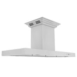48" ZLINE CrownSound™Ducted Vent Island Mount Range Hood in Stainless Steel with Built-in Bluetooth Speakers (KE2iCRN-BT-48)