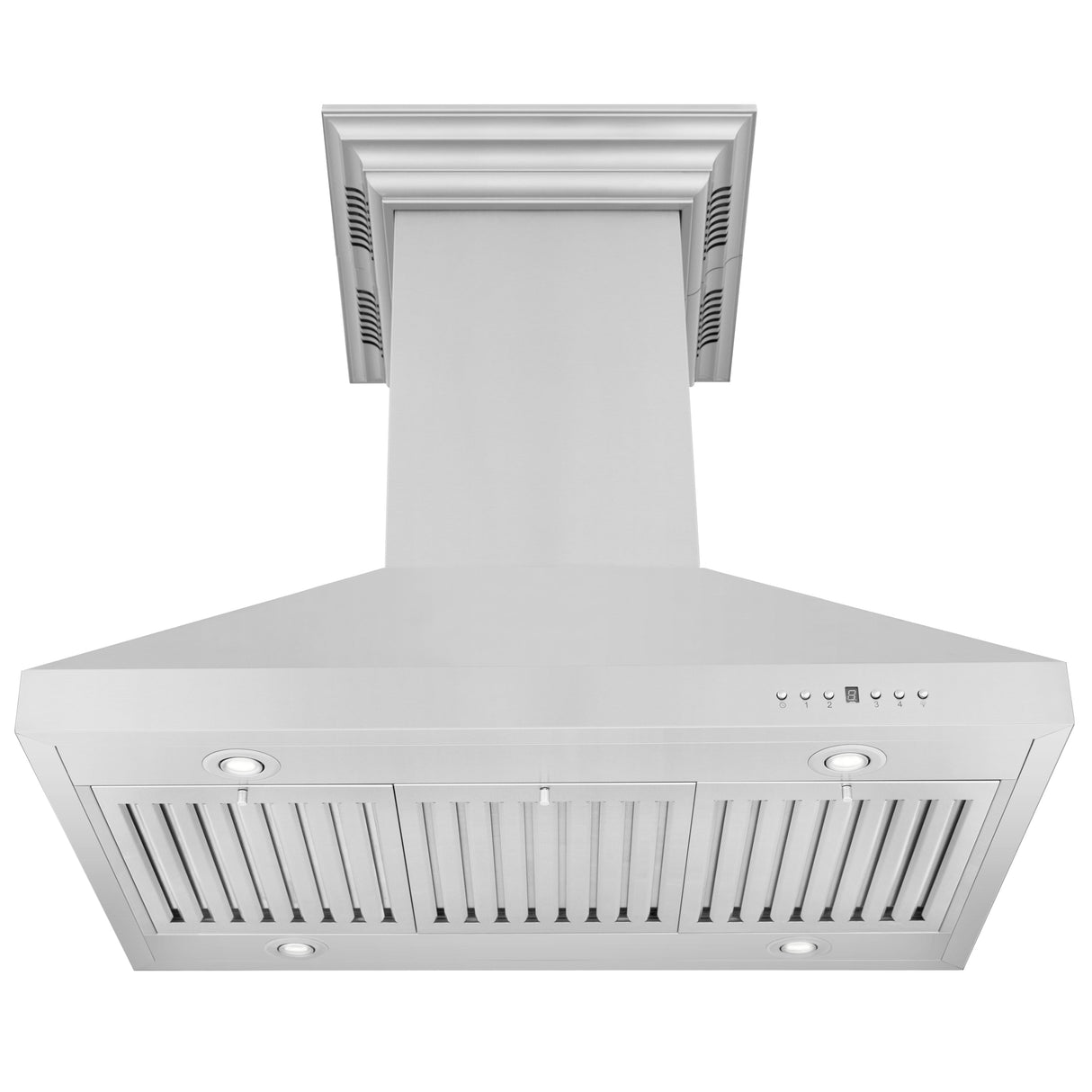 36" ZLINE CrownSound™Ducted Vent Island Mount Range Hood in Stainless Steel with Built-in Bluetooth Speakers (KL3iCRN-BT-36)