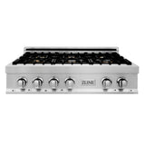 ZLINE 36 in. Legacy Gas Rangetop with 6 Brass Burners and Porcelain Cooktop in Stainless Steel (RT-BR-36)