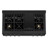 ZLINE 48 in. Legacy Gas Rangetop with 6 Brass Burners and Porcelain Cooktop in Black Stainless Steel (RTB-BR-48)