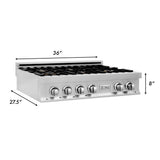 ZLINE 36 in. Legacy Gas Rangetop with 6 Brass Burners and Porcelain Cooktop in Stainless Steel (RT-BR-36)