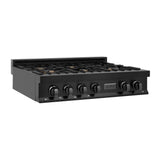 ZLINE 36 in. Legacy Gas Rangetop with 6 Brass Burners and Porcelain Cooktop in Black Stainless Steel (RTB-BR-36)