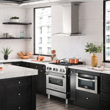 36" ZLINE CrownSound™Ducted Vent Wall Mount Range Hood in Stainless Steel with Built-in Bluetooth Speakers (KN4CRN-BT-36)