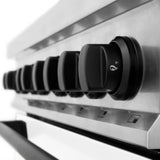 ZLINE Autograph Edition 36 in. 4.6 cu. ft. Legacy Dual Fuel Range with 6 Burner Gas Cooktop and Electric Convection Oven in Stainless Steel with White Matte Door and Matte Black Accents (RAZ-WM-36-MB)