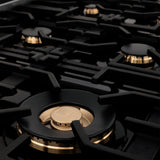 ZLINE 36 in. Legacy Gas Rangetop with 6 Brass Burners and Porcelain Cooktop in Stainless Steel (RT-BR-36)