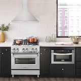 ZLINE 30” Alpine Series Convertible Wall Mount Range Hood in Stainless Steel with Remote Control, LED lighting, and Dishwasher-Safe Baffle Filters (ALP10WL-30)