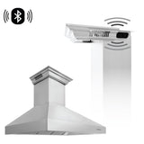 54" ZLINE CrownSound™Ducted Vent Professional Wall Mount Range Hood in Stainless Steel with Built-in Bluetooth Speakers (697CRN-BT-54)