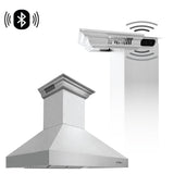 48" ZLINE CrownSound™Ducted Vent Wall Mount Range Hood in Stainless Steel with Built-in Bluetooth Speakers (667CRN-BT-48)