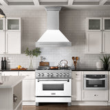 ZLINE 36" Fingerprint Resistant Stainless Steel Range Hood with White Matte Shell (8654SNX-WM36)