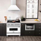 ZLINE 36" Fingerprint Resistant Stainless Steel Range Hood with White Matte Shell (8654SNX-WM36)