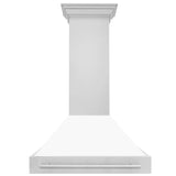 ZLINE 36" Stainless Steel Range Hood with White Matte Shell and Stainless Steel Handle (8654STX-WM-36)