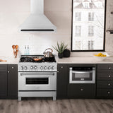 ZLINE Autograph Edition 36" Fingerprint Resistant Stainless Steel Range Hood with Matte Black Handle (8654SNZ-36-MB)