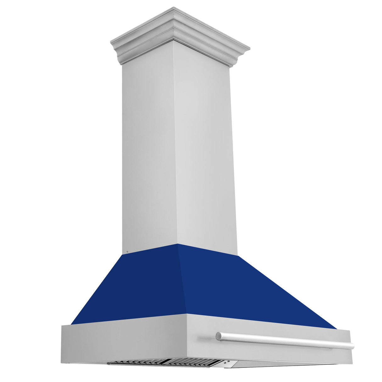 ZLINE 36" Stainless Steel Range Hood with Blue Gloss Shell and Stainless Steel Handle (8654STX-BG-36)